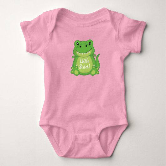 Dinosaurus Baby Shower T-Rex Roze Meisje Romper (Voorkant)