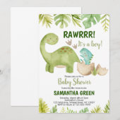 Dinosaurus Baby Shower Uitnodiging (Voorkant / Achterkant)