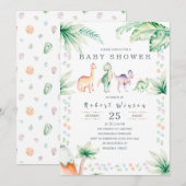 Dinosaurus Baby Shower Uitnodiging (Voorkant / Achterkant)