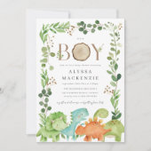 Dinosaurus Baby Shower Uitnodiging (Voorkant)