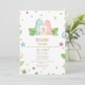 Dinosaurus Baby Shower Uitnodiging (Staand voorkant)