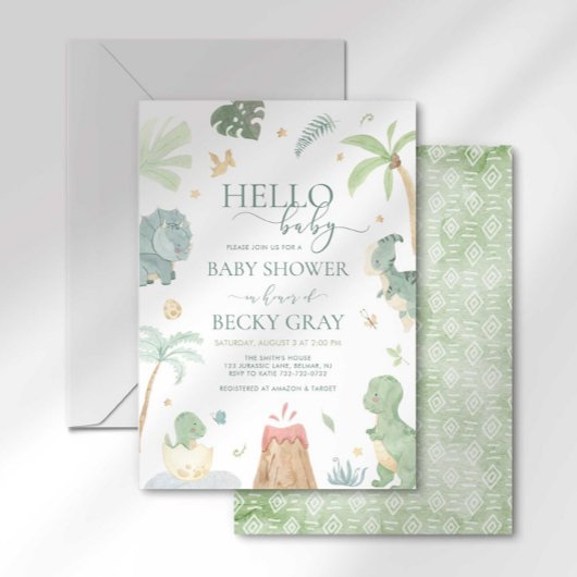 Dinosaurus baby shower uitnodiging