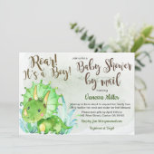 Dinosaurus Baby Shower uitnodiging per post (Staand voorkant)