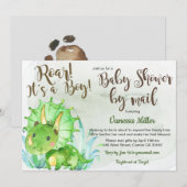 Dinosaurus Baby Shower uitnodiging per post (Voorkant / Achterkant)