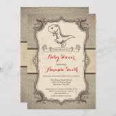 Dinosaurus Baby Shower Uitnodiging Vintage Retro (Voorkant / Achterkant)