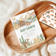 Dinosaurus Baby shower van de moderne Waterverf