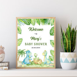 Dinosaurus Baby shower Welkom Poster