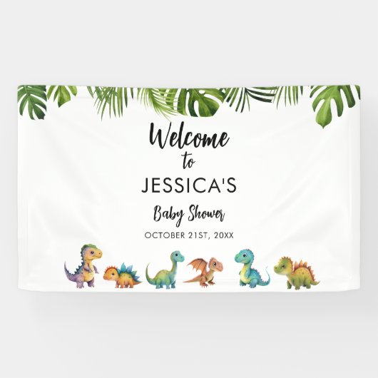 Dinosaurus Baby shower Welkom Spandoek (Horizontaal)