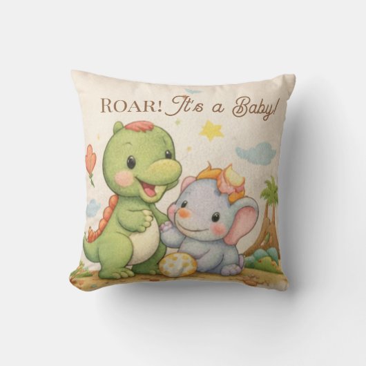 dinosaurus babykussen | kinderkamer decor | brulle kussen (Voorkant)