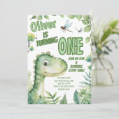 Dinosaurus Baby's 1e verjaardag brullende goede ti Kaart (Staand voorkant)