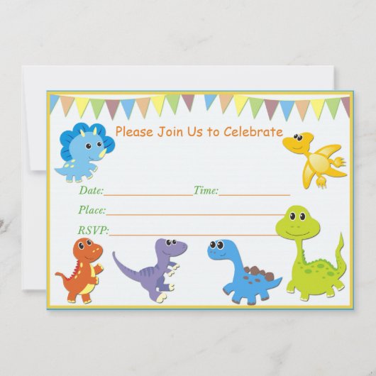 Dinosaurus babyshower uitnodiging (Voorkant)