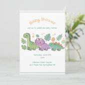 dinosaurus babyshower uitnodiging voor jongen of m (Staand voorkant)