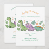 dinosaurus babyshower uitnodiging voor jongen of m (Voorkant / Achterkant)