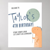 Dinosaurus & Balloon Jongen Verjaardagsfeestje Wel Poster (Voorkant)