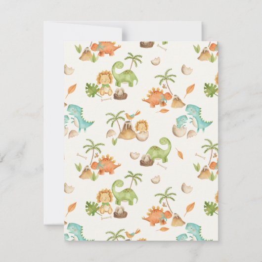 Dinosaurus bedankjes - Jongen Verjaardagsfeestje Bedankkaart (Achterkant)