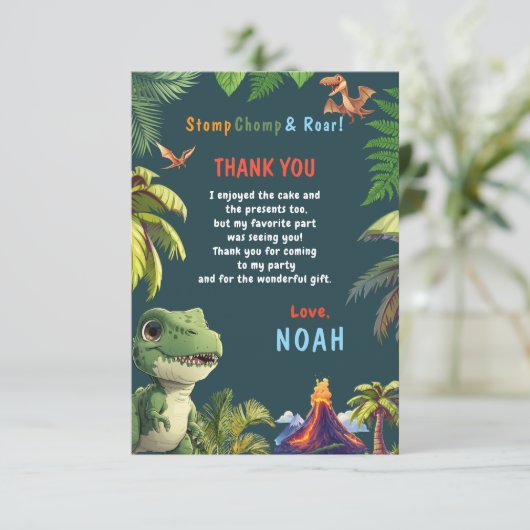 Dinosaurus  bedankkaart (Staand voorkant)