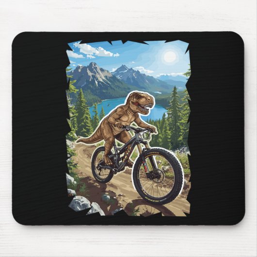 Dinosaurus bergfietsen door bosroute muismat (Voorkant)