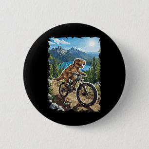 Dinosaurus bergfietsen door bosroute  ronde button 5,7 cm