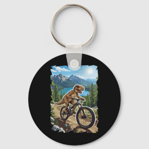 Dinosaurus bergfietsen door bosroute  sleutelhanger