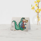 Dinosaurus - Blank Wenskaart Kaart (Gele Bloem)