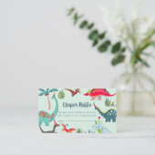 Dinosaurus Blauw Baby shower Luier Raffle Enclosur Informatiekaartje (Staand voorkant)