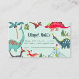 Dinosaurus Blauw Baby shower Luier Raffle Enclosur Informatiekaartje