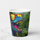 Dinosaurus Blauw Gelukkige Verjaardag Papieren Bekers (Voorkant)
