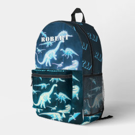 Dinosaurus Blauw Modern Fun Fluorescent Bedrukte Rugzak