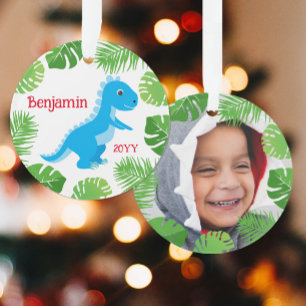 Dinosaurus Blauw T-Rex Foto Keepsake Kerstmis Ornament