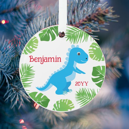 Dinosaurus Blauw T-Rex Foto Keepsake Kerstmis Ornament