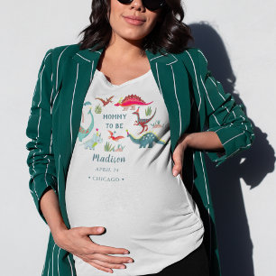 Dinosaurus blauwe baby shower mama te worden feest t-shirt