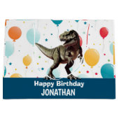 Dinosaurus Blauwe Feestballonnen Groot Cadeauzakje (Voorkant)