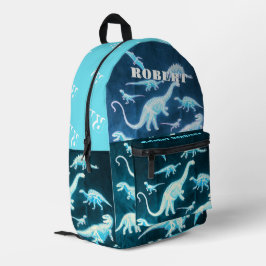 Dinosaurus Blauwgroen Modern Fun Fluorescerende Ge Bedrukte Rugzak