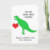 Dinosaurus blij 1e Moederdag van kind Kaart (Voorkant)