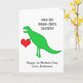 Dinosaurus blij 1e Moederdag van kind Kaart (Gele Bloem)