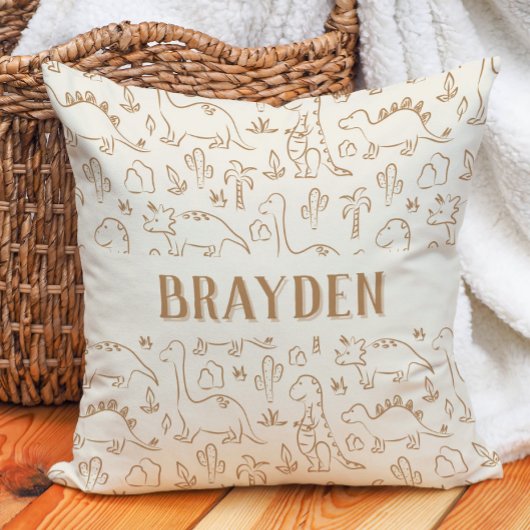 Dinosaurus Boho Jongensnaam Dino Schattig Beige Br Kussen