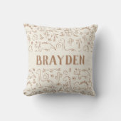 Dinosaurus Boho Jongensnaam Dino Schattig Beige Br Kussen (Voorkant)