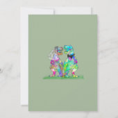 Dinosaurus Boho Wildflower Weide Saliegroen Huweli Kaart (Achterkant)