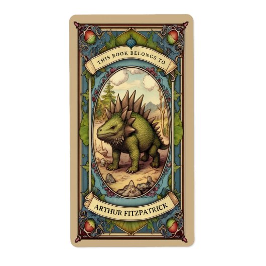 dinosaurus Bookplate Etiket (Voorkant)