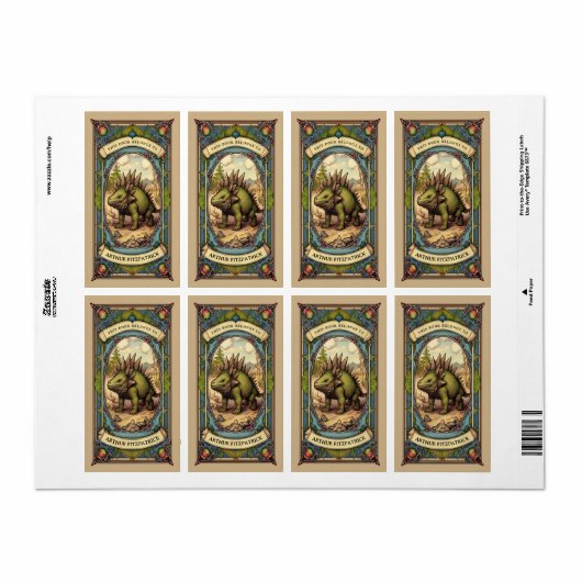  dinosaurus Bookplate Etiket (Full Sheet)