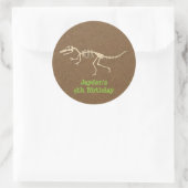Dinosaurus Botten Kids Verjaardagsfeestlabels Ronde Sticker (Tas)