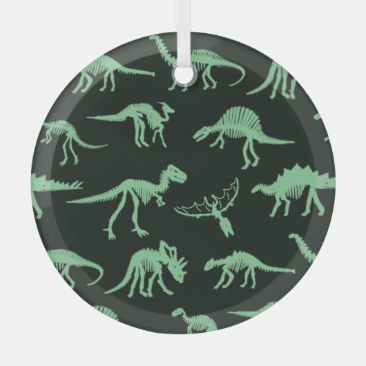 Dinosaurus Botten silhouet illustratie. Glas Ornament (Voorkant)