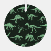 Dinosaurus Botten silhouet illustratie. Glas Ornament (Achterkant)