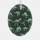 Dinosaurus Botten silhouet illustratie. Glas Ornament (Voorkant Rechts)