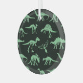 Dinosaurus Botten silhouet illustratie. Glas Ornament (Voorkant links)