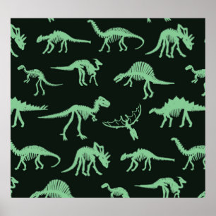 Dinosaurus Botten  silhouet illustratie. Poster