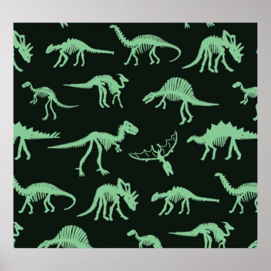 Dinosaurus Botten  silhouet illustratie. Poster (Voorkant)