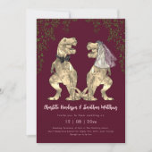 Dinosaurus Bourgondië Blush Roze Trouw QR Code Kaart (Voorkant)