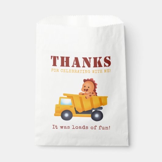 Dinosaurus Bouw Crew Verjaardagsfeest Bedankzakje (Voorkant)