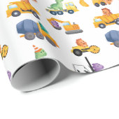 Dinosaurus Bouw Crew Verjaardagsfeest Cadeaupapier (Rol Hoek)